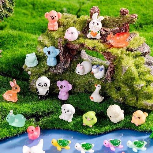 jrootouh 140 Pack Mini Animals Tiny Duck，Cow，Bee Figurines Bulk for Miniature Dollhouse Decor Accessories Garden Aquarium Potted Ornament Party DIY Charms Office Classroom Activity to Hide thumbnail 7