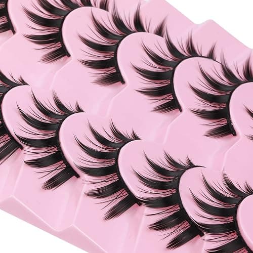 False Eyelashes Manga Anime Lashes Japanese Cosplay Spiky Lashes Mink Dramatic Thick Fake Eyelashes Extensions Doll Strip Lashes 7 Pairs Pack by EYDEVRO thumbnail 7