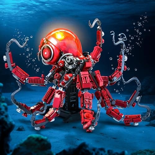 XITALAXU Mechanical Octopus Building Sets for Adult, Ocean Animal Collection Toy with Display Stand and Light, Home Office Decor and Idea Gift for Teen 14+(882PCS) thumbnail 2