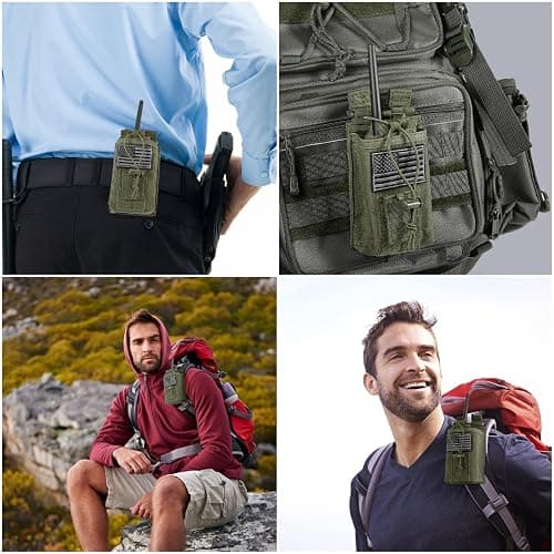 FRTKK Tactical Radio Holder Radio Holster Molle Radio Pouch Universal Radio Case Military Heavy Duty Radio Bag for Police Firefighter Two Ways Walkie Talkies Vest (Army green) thumbnail 6