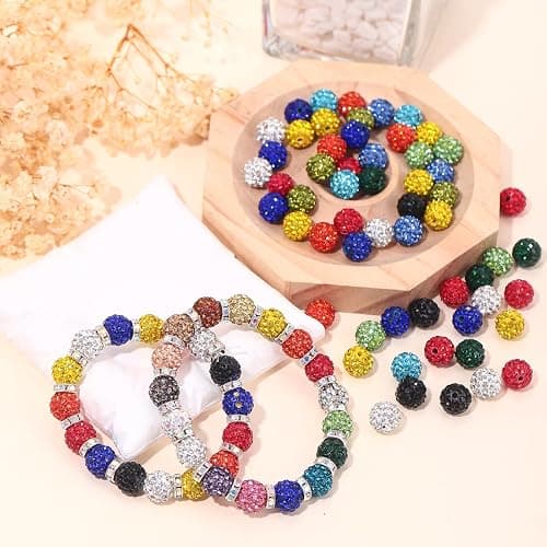 240pcs 24 Colors Rhinestone Beads for Crafts, Sparkle Round Crystal Disco Ball Clay Rhinestone Beads for DIY Jewelry Making Bracelet, Necklace, Earring and Christmas Decoration (10mm) thumbnail 8