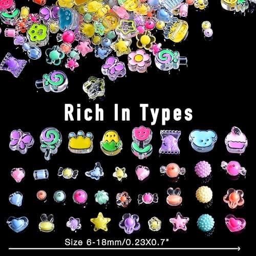 0.5 Lb DIY Kawaii Acrylic Beads Set, Bulk Pack, Cute Plastic Charm Beads for Bracelet Phone Keychain Making 111 (0.5Lb) thumbnail 3