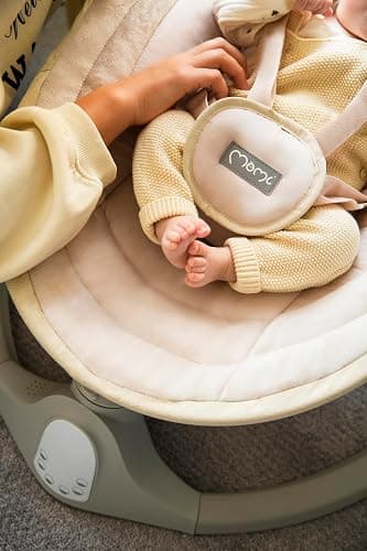 Balancelle MoMi KENANI SAND jusqu'à 9 kg, écran LED, télécommande, Bluetooth pour smartphone, alimentation piles/secteur, harnais de sécurité 5 points, arche et jouets thumbnail 15