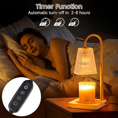 Candle Warmer Lamp Timer Adjustable - Height Wax Melt Electric Light Warming Dimmable Top Melter Heater for Melting Heating Small Jar Candles Gifts Women Mom Birthday Home Desk Decor with 2 Bulbs thumbnail 2