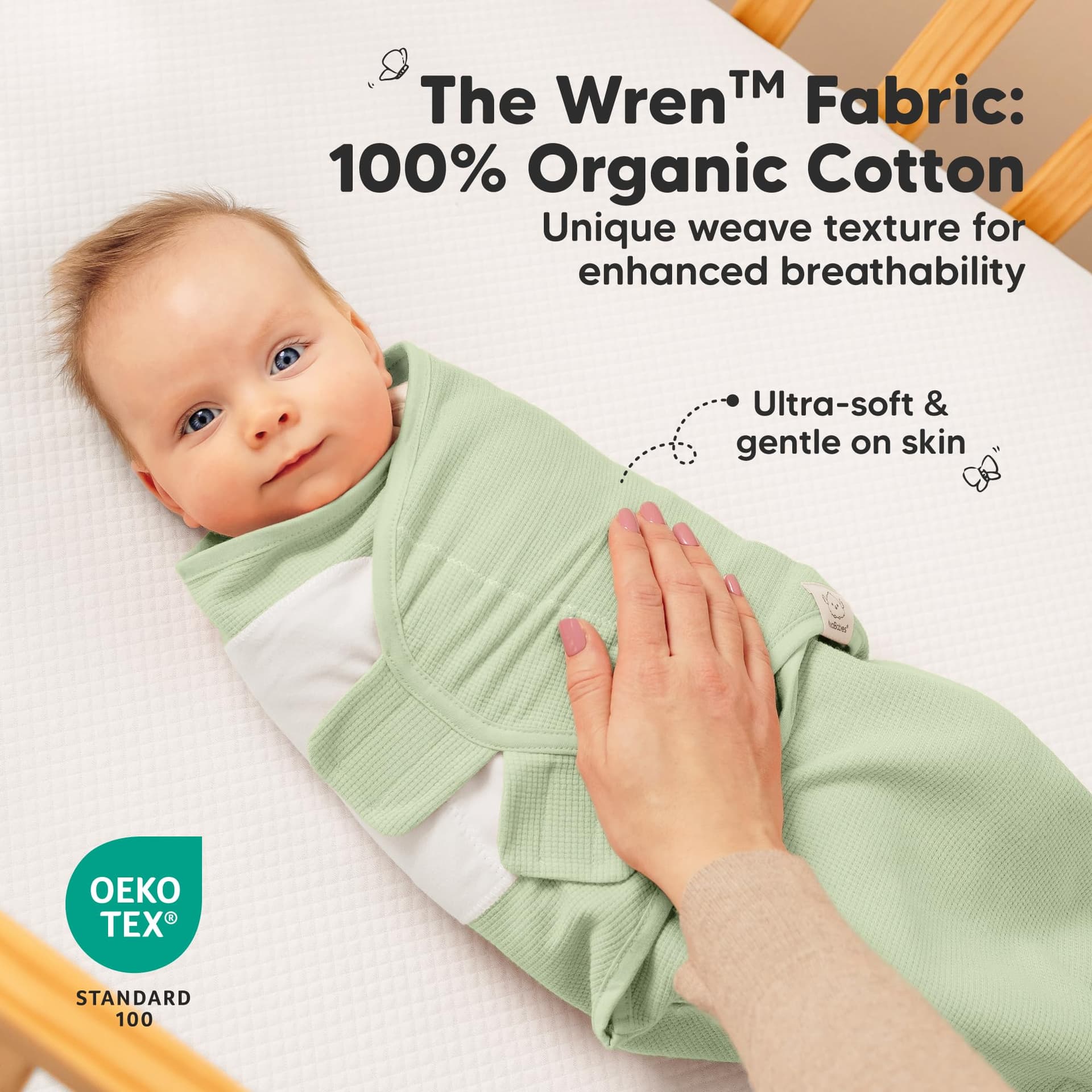 3-Pack Organic Swaddles for Newborns, Baby Sleep Sacks 0-3 Months - Baby Swaddle Wrap, Newborn Wearable Blanket, Infant Sleep Sack for Girls, Boys, Soft & Snug, Large Hook & Loop Closure (Ripple, OS) thumbnail 2