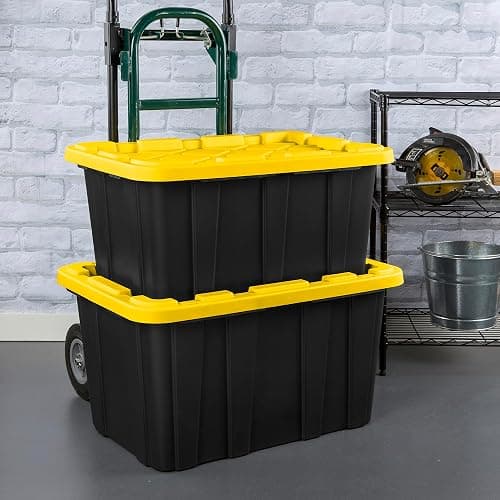 Sterilite 6-Pack Industrial Tote, Plastic Storage Container Bins with Lids, 27 Gallon - Heavy-Duty Organizing Containers for Closet, Bathroom, and Office thumbnail 6