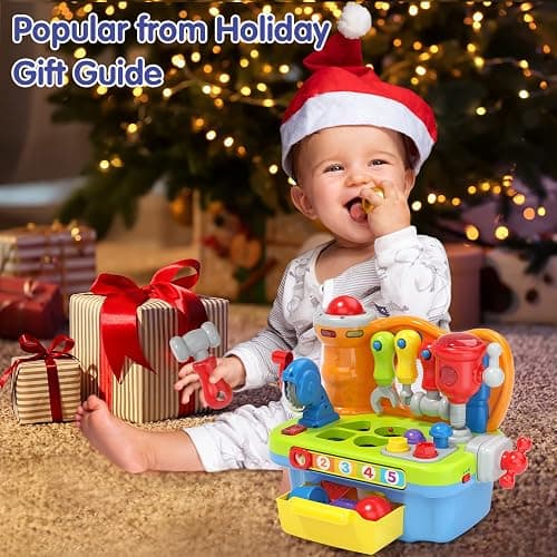 SunnyPal Toys for 1 Year Old Boy Birthday Gift, 9 in 1 Multifunction Music Workbench Learning Toy for Toddlers 1-3, Baby Toys 12-18 Months with Early Educational Sound Shape, Easter Basket Stuffers thumbnail 2