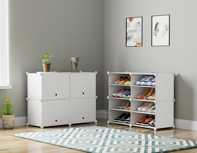 HOMIDEC Shoe Rack, 4 Tier Shoe Storage Cabinet 16 Pair Plastic Shoe Shelves Organizer for Closet Hallway Bedroom Entryway thumbnail 8
