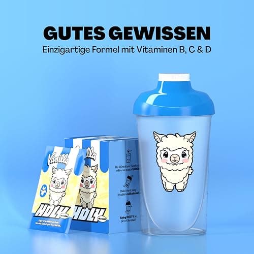 HOLY Milkshake 10er Probier-Box Vanilla – 10 Portionen mit Vitaminen B, C & D und 100% natürlichen Aromen – zuckerfrei, koffeinfrei & vegan – kalorienarmes Milchshake Pulver mit Vanille Geschmack thumbnail 4