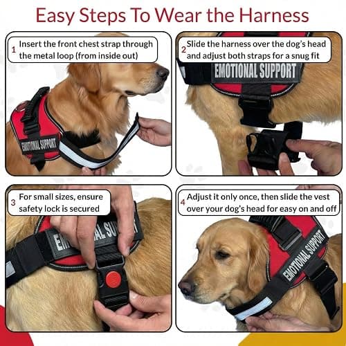 ALBCORP Emotional Support Dog Vest – Reflective Harness - Woven Nylon, Comfy Mesh Padding - Sizes from XXS to XL – Emotional Support Dog Patches Included. Black, Extra Small thumbnail 7