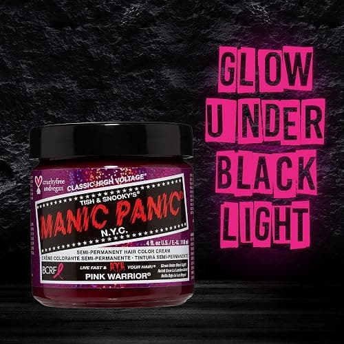 Manic Panic Semi Permanent Pink Warrior Hair Dye, 4 oz | Medium Pink, Cool Undertones, Berry Tones on Dark Hair, Vegan, Ammonia-Free & Cruelty-Free, Lasts 4-6 Weeks, Developer-Free thumbnail 6