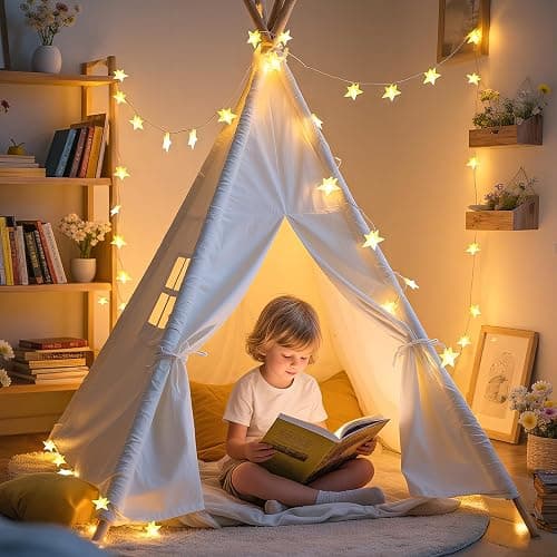 Rechargeable Star Fairy Lights Battery Operated with 8 Modes, 17FT 50LED String Lights Indoor with Timer, Twinkle Lights for Bedroom Dorm Tent Wedding Party Christmas Decorations, Warm White thumbnail 7