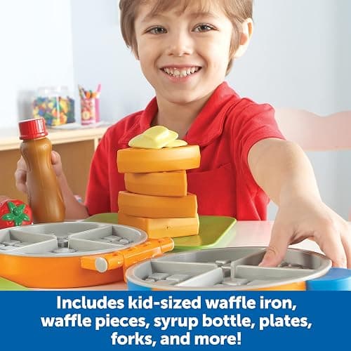 Learning Resources New Sprouts Waffle Time - Breakfast Pretend Play Food Kitchen Toys, Montessori Educational Game, Fine Motor Skills, Gifts for Boys and Girls thumbnail 4