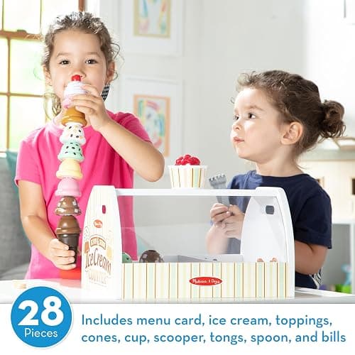 Melissa & Doug Wooden Scoop & Serve Ice Cream Counter, Pretend Play Store, 28 Toy Food & Play Kitchen Accessories, Preschool Toys for Girls & Boys 3+ thumbnail 3