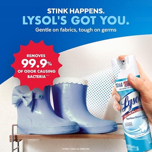 Lysol Disinfectant Spray, Household Cleaning Supplies, Disinfecting Multi-Purpose Room Spray, Antibacterial Sanitizer, Deodorizer, Kills Hantavirus, Crisp Linen, 19 Fl Oz (Pack of 2) thumbnail 5