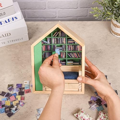 SIHPTO Anxiety Mini Bookshelf with 300pcs Mini Books，Small Nook Decor for Book Lovers, Miniature Book Library,Stress-Relieving Gifts for Family and Friends thumbnail 5