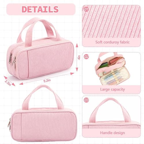 Jutom 39 Pcs Aesthetic Book Annotation Kit Highlighter with Pencil Case Bag Gel Pen 700 Sheets Transparent Sticky Note Index Tab Bible College School Supplies(Pink,Classic Style) - Pink - Classic Style thumbnail 3