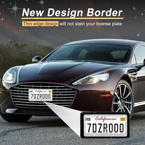 GaRhomxy Bling License Plate Frames for Women, 1 Pack Handcrafted Sparkly Rhinestone Car Accessories, Premium Stainless Steel Frame with 1000+ Faceted Glass Crystals & Free Glitter Caps (White) thumbnail 4