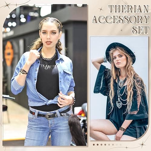 JaGely 3 Pcs Therian Grunge Accessories for Women Pride Symbol Necklace Fairycore Bracelets Fluffy Tail Keychain Cosplay Gift thumbnail 6