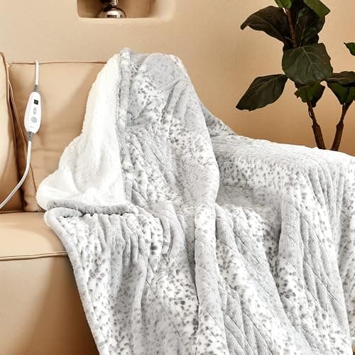 Bearhug Electric Heated Throw Blanket 50" x 60", Reversible Faux Fur & Sherpa, 6 Heating Levels & 4H Auto Off, Over-Heat Protect, ETL Certification, Machine Washable - Image 1