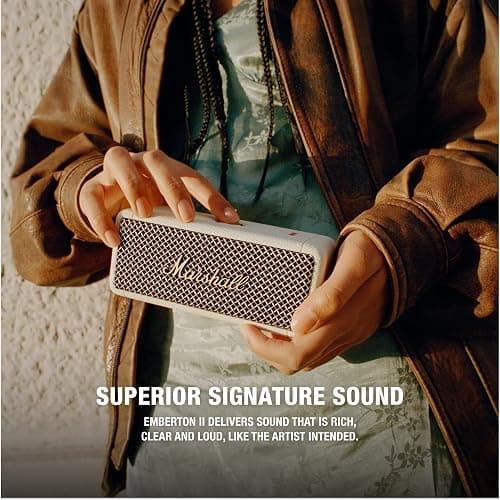 Marshall Emberton II Enceintes Bluetooth Portables, sans Fil, Ip67 Résistant à la Poussière et à l'eau, Plus de 30 Heures de Lecture, Charge Rapide - Creme thumbnail 2