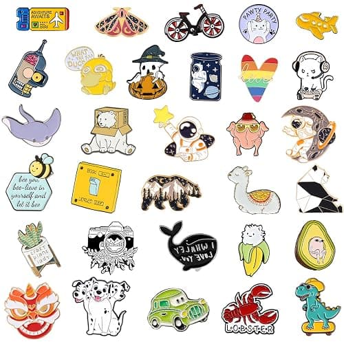 SINCCO 20/40/50 PCS Cute Enamel Backpack Pins, Funny Enamel Pins Bulk Set Cool Button Pins Aesthetic Brooch Lapel Pins Anime for Backpacks, Jackets, Hats, Kids, Girls thumbnail 4