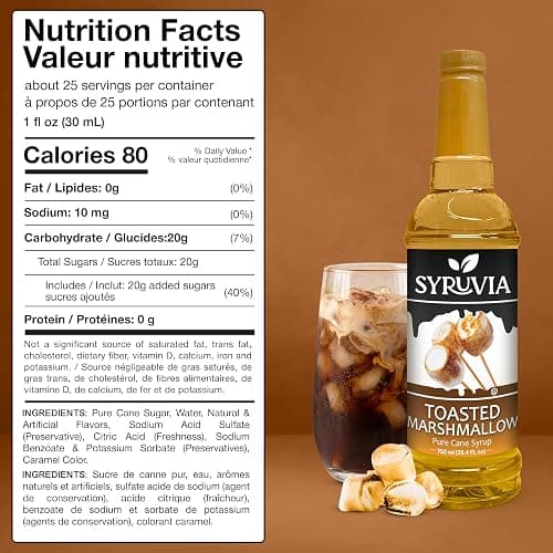 Syruvia Coffee Syrup, Toasted Marshmallow Flavored Syrup for Drinks, Lattes, and Desserts – 25.4 fl oz thumbnail 2