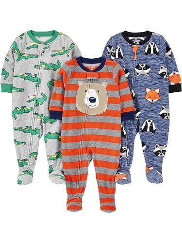 Simple Joys by Carter's baby-boys Loose-Fit Flame Resistant Fleece Footed Pajamas - Image 1