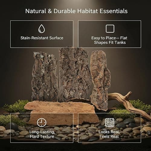 4pcs Reptile Bark Decor Wood,Natural Cork Bark, Bark Cork Hides Water Bark Flats Decor,Reptile Bark Cork Wood Bark Terrarium for Bearded Dragon Lizard Geckos Tortoise Random Shape Random Size Deliver thumbnail 9