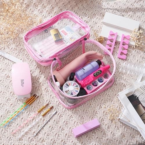 Acrylic Nail Kit with Everything: Beginners Practice Hand Acrylic Nail Powder Liquid Set with U V Lamp Drill in Gift Bag for Home Salon(Pink Bag) thumbnail 3