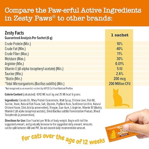Zesty Paws 8-in-1 Multivitamin Cat Vitamins & Supplements Mousse - Cat Vitamins for Indoor Cats - Healthy Treat Squeeze Up for Gut, Immune, Heart, Skin & Coat Support - Chicken 14ct thumbnail 4