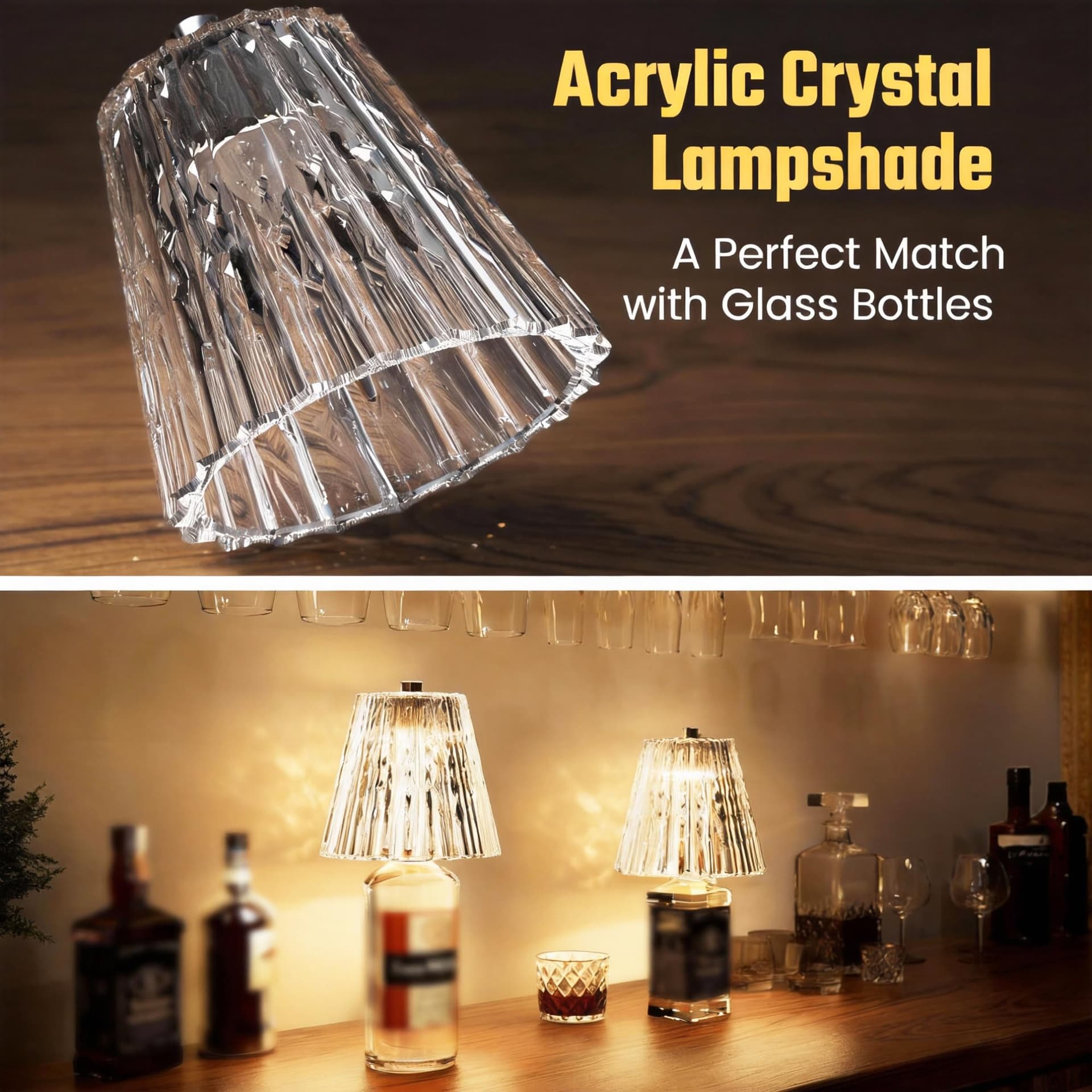 JOLLYTOPIA Wireless Bottle Lamp Shade Rechargeable 3 Color Touch Control Dimming for Liquor Bottles thumbnail 4