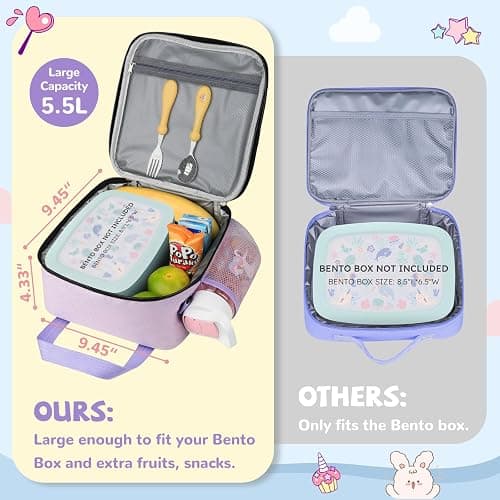 REDSHELL Lunch Box Kids, Large Insulated Lunch Bag for Girls, Purple | Tactical Style, Cooler Lunchbag, Square Toddler Lunchbox, School & Daycare, Lunch Tote, Water Bottle Holder, Adjustable Strap thumbnail 3