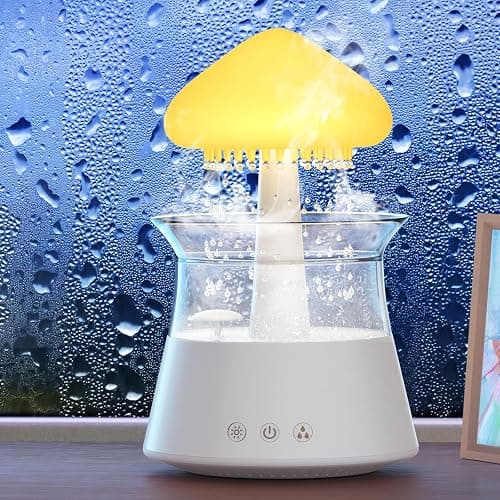 Diffuserlove Rain Cloud Humidifier Diffuser Water Drip Humidifier with Remote Waterfall Lamp Mushroom Humidifier Rain Sounds White Noise Humidifier Air Humidifiers for Bedroom Desk, 300ML thumbnail 2