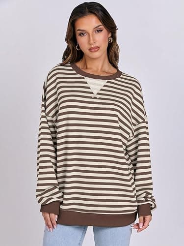 ANRABESS Women Striped Sweatshirts Oversized Crewneck Long Sleeve Shirts Y2K Pullover Top 2025 Fall Outfits Fashion Clothes thumbnail 7
