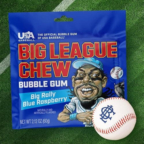 Big League Chew Big Rally Blue Raspberry Bubble Gum - Bold Blue Raspberry Blast | Perfect for Baseball Games, Teams, Concessions, Parties, and More | Pack of 12 Bags (2.12oz Each) thumbnail 3