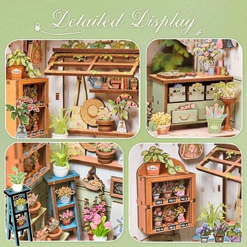 CUTEBEE Book Nook Kit - DIY Miniature House Dollhouse Kit for Adults and Teens, Booknook Tiny House Bookshelf Decor 3D Wooden Puzzle, Gifts for Family, Friends (Champs-Élysées Florist) thumbnail 6