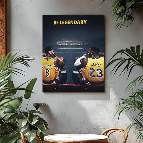 Kobe Bryant and LeBron James Canvas Wall Art Print Poster, Be Legendary Inspirational Sports Picture Artwork, Motivational Mamba Mentality Wall Decor for Home Office Gym Living Room, Framed 11x14inch thumbnail 7