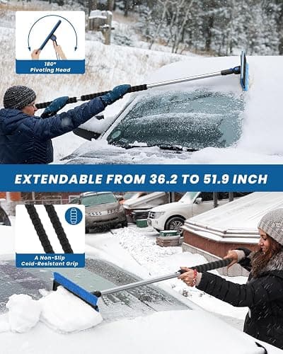 helloleiboo 2025 Extra Long 55.7" Ice Scrapers for Car Windshield Multi-Functional Detachable Car Ice Scraper with Foam Grip and 270° Pivoting Brush Head Snow Brush for SUV Truck Auto (Blue) thumbnail 5
