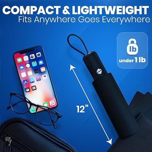 Rain-Mate Windproof Compact Umbrellas for Rain - Strong Reinforced Fiberglass Rib Design & Auto Open & Close - Portable Folding Travel Umbrella - Lightweight & Packable for Women & Men, Easy Collapse thumbnail 5