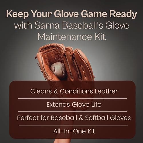 Sarna Glove Conditioner Kit – Includes Cleaner, Soft & Hard Brushes, Microfiber Cloth – Non-Darkening Leather Conditioner for Baseball Gloves, Mitts & Softball Gear – Pro-Grade Care for Longevity thumbnail 2