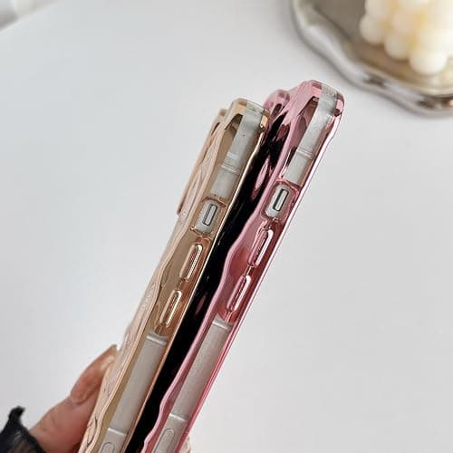 Caseative for iPhone 14 Case,Pleated Water Ripple Chrome Wave Pattern Soft Phone Case (Gold) thumbnail 5