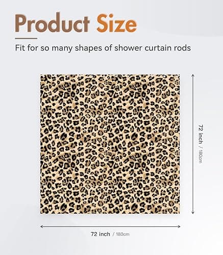 MAMUSE Shower Curtain for Bathroom - Cute Aesthetic Decorative Modern Girly Unique Girls Design Pretty Women Waterproof Fabric Cloth Cortinas de Baño Bathtub 72 x 72 Inch, Leopard Print thumbnail 2