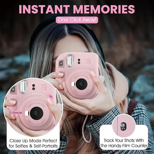 Fujifilm Instax Mini 12 Instant Camera Blossom Pink + Minimate Custom Designed Case + Fuji Instax Film 10 Sheets & Photo Album thumbnail 8