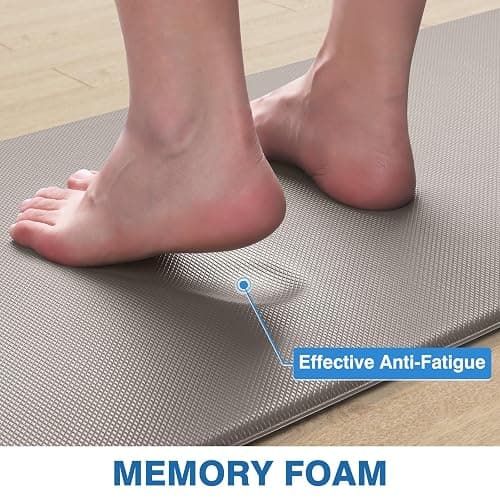 StepRite Kitchen Mats for Floor, 2-Piece Anti-Fatigue Kitchen Rugs, Khaki | 17.3" x 30" + 17.3" x 47", cushioned comfort, water-resistant, easy to clean, non-slip bottom, kitchen floor, standing desk thumbnail 7