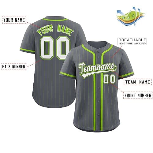 Custom Pinstripe Baseball Jersey Hipster Hip Hop Sports Shirts Personalized Team Name Number for Men Women Youth thumbnail 2