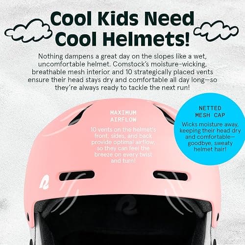 Comstock Kids Ski & Snowboard Helmet with ABS Shell, EPS Impact Protection & 10 Cooling Vents - Adjustable Winter Sports Gear, Goggle Clip thumbnail 4