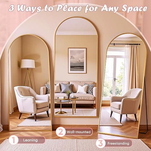 Novlux Full Length Mirror, 58" x 18" Arched Full Body Mirror Standing Large Floor Mirrors for Bedroom Bathroom Living Room Gold thumbnail 5