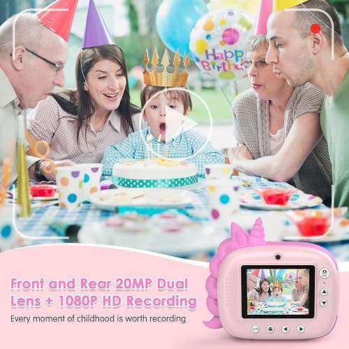 HiMont Kids Camera Instant Print, Selfie Digital Camara for Kids with Print Paper & 32G Card, 2.5K Video & Instant Print Camera with Color Pens for DIY, Fun Gift for Girls Boys 3-12 Years Old (Pink) thumbnail 2