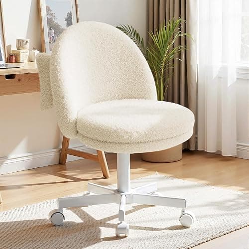 GTRACING Velvet Tall Office Chair with Wheels Vanity Chairs with Back, Versatile Height Use: Office to Bar Stools Small Ergonomic Comfy Armlees Computer Desk Chair with Bow Lumbar Pillow for Gift - Image 1